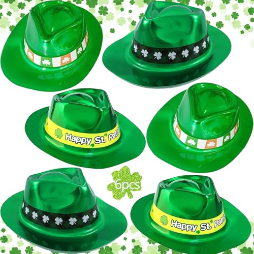 Bdecoll 6pcs St. Patrick Party Hut Set, grüne irische Acessories Shamrock Kostüm Zubehör für Irish, Saint Patrick Tag, Karneval Kostüm Party von Bdecoll