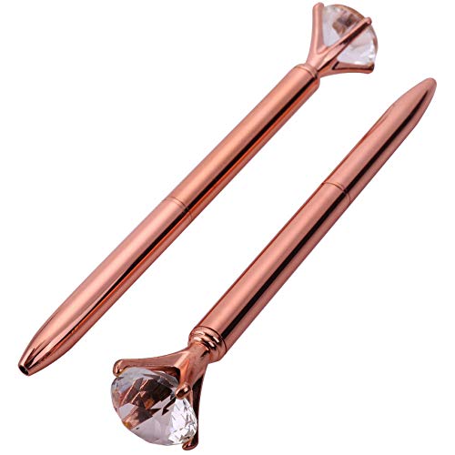 Bdukbduk 12 StüCke Groß Diamant Kugelschreiber und 6 StüCke Kugelschreiber Refills, Schwarze Tinte (Rose Gold) von Bdukbduk