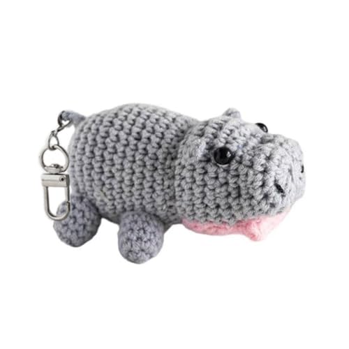 Bduttlefish Super süßes Nilpferd, hüpfende Webpuppe, tragbarer Anhänger, gestricktes Geschenk, Nilpferd, Zubehör, U8V0 Wolle von Bduttlefish