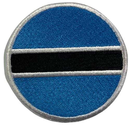 BeBuz Botswana Flagge Patch Rund/Kreis 6cm Besticktes Bügelbild Aufbügler Aufnäher Abzeichen Militär Taktisches Emblem Abzeichen für Jacken Rucksäcke Hüte Kleidung von Be Buz