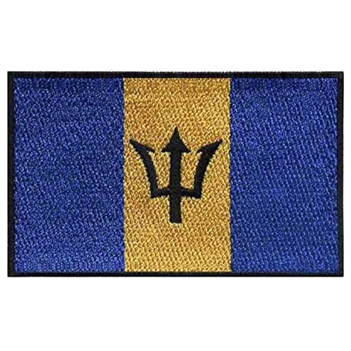 Bebuz Barbados Nationalflagge zum Aufbügeln, bestickter Aufnäher, Stoffreparaturflicken für Kinder, Kleidung, Jeans, Jacken, Hüte, Schuhe, Rucksäcke von Be Buz