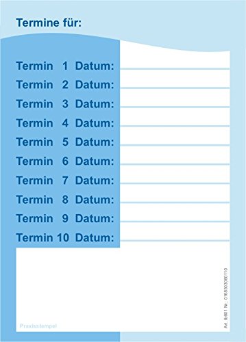 10 Terminblöcke maxi mit 10 Terminfelder DIN A6, 500 Terminzettel, in blau, tb601 von BeWeSt