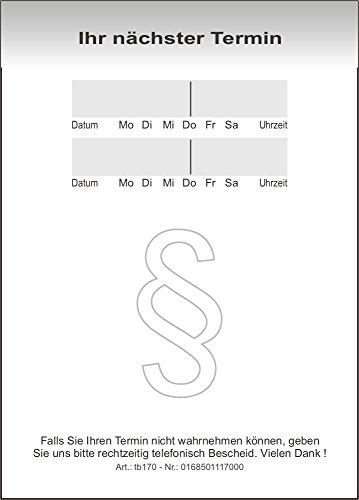 20 Terminblöcke mit je 50 Terminzettel, Terminblock tb170 Rechtsanwalt Steuerberater von BeWeSt