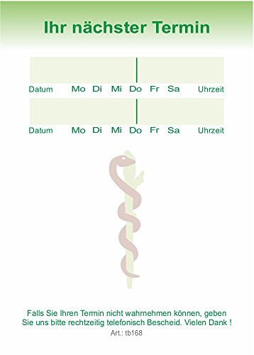 50 neutrale Terminblöcke mit je 50 Terminzettel, Terminblock tb168 Äskulapstab von BeWeSt
