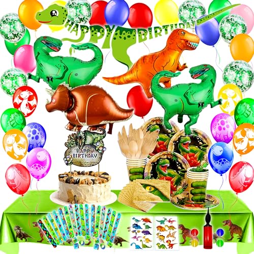 Bea's Party Dino deko kindergeburtstag, einladungskarten kindergeburtstag junge dinosaurier | partygeschirr set Dino pappteller kindergeburtstag, tortendeko dino servietten von Bea's Party