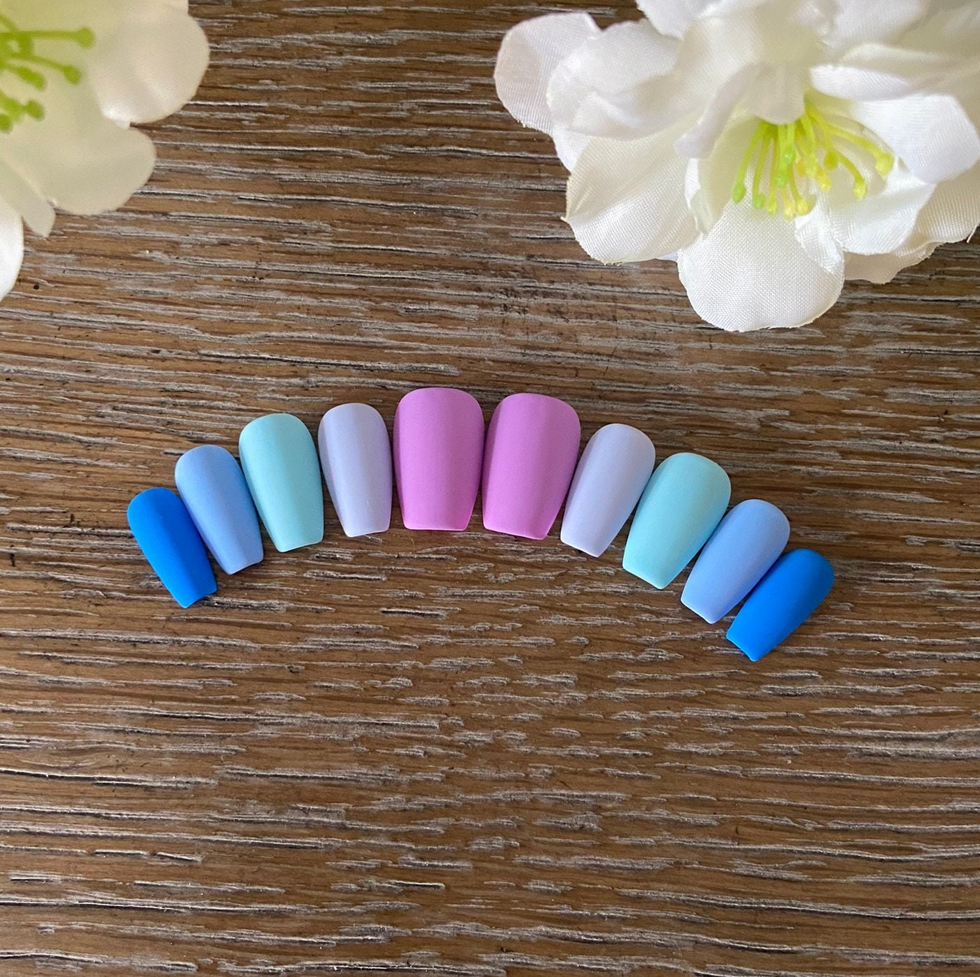 Mermaid Vibes Press-On Nägel | Federnägel Sommer Ombré Schlichte Matte Glänzende von BeaansNailBar