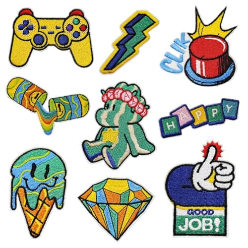 Aufnäher Flicken Patches,Bügelflicken und zufällige verzierungen,kleidung,jeans,taschen und diy-zubehör.Cartoon Boys Playstation 9PCS von Beaclacces