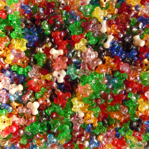 TRI BEADS Rainbow Iridescent PREMIUM Mix with Gold Beads 11mm pk/1000 by BeadExplosion von BeadExplosion