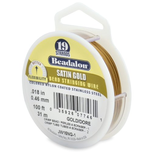 Beadalon, 31 m Rolle, 0,46 mm, Durchmesser 19 Fasern, Satin, Farbe Gold von Beadalon