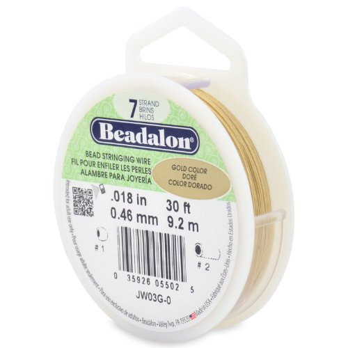 Beadalon JW03G-0 Muster:, Nylonbeschichteter Edelstahl, Gold, .18 in / 0.46 mm von Beadalon