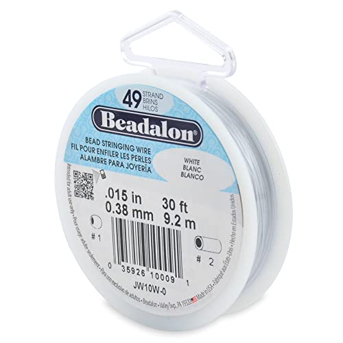 Beadalon Bead Stringing Wire 49-Strand 0.015" (0.38 mm) 30 ft (9.1 m) White Perlendraht, Edelstahl, Wei von Beadalon