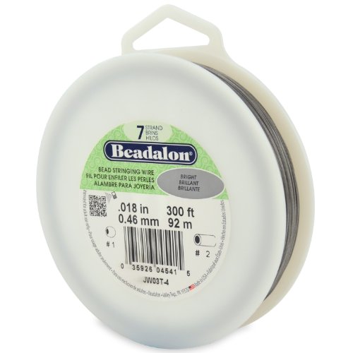 Beadalon Bead Stringing Wire 7-Strand 0.018" (0.46 mm) 300 ft (91.4 m) Bright Perlendraht, Edelstahl, hell von Beadalon