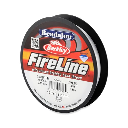 Beadalon FireLine Perlenfaden von Berkley, 0,005 cm, Bruchfestigkeit 1,8 kg, Kristall, 125 m von Beadalon