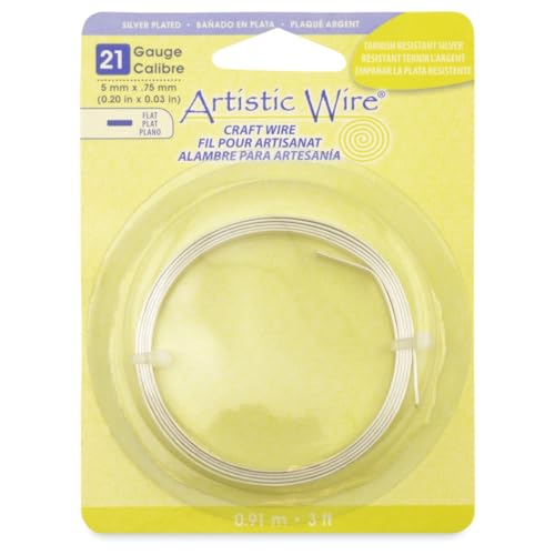 Beadalon Metall Artistic Draht Flat-Silver-Plated- 21 Gauge, 5 MMX. 75mmx3 ' von Artistic Wire