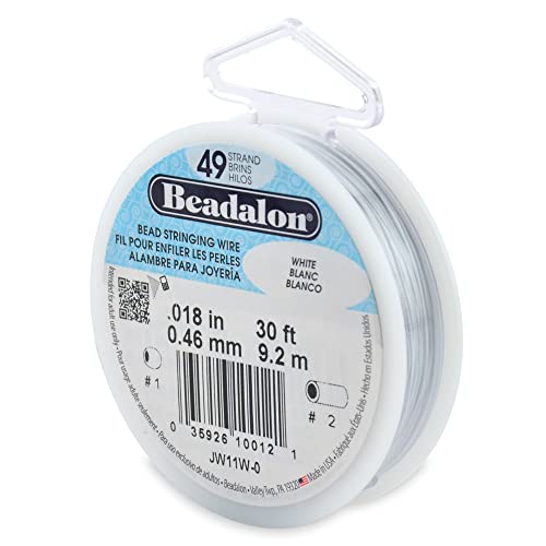 Beadalon Perlen-Draht, 49 Stränge, 0,46 mm, 9,1 m, Weiß Perlenbesaitungsdraht, Edelstahl von Beadalon