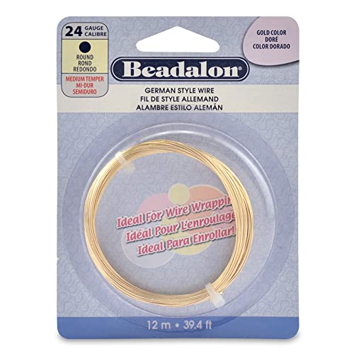 Beadalon Schmuckdraht Basteldraht, 24 Gauge, rund, 12 m, Gold überzogene von Beadalon