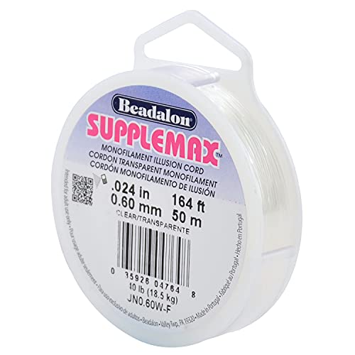 Beadalon Supplemax 0.60 mm (0.024") Nylon Bead Stringing Material, 50 m (164 ft), Clear Monofile Illusionsschnur, farblos, 0.6 mm/.24 in (Dia) m/164 (Len) von Beadalon