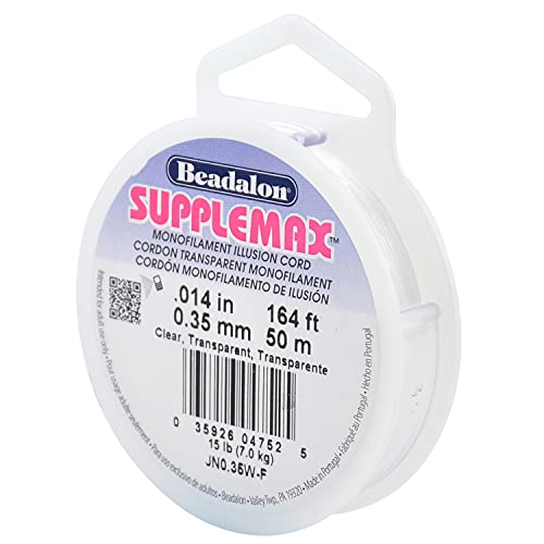 Beadalon SuppleMax Illusion Perlenschnur, Nylon-Monofil, farblos, 0.35 mm / .14 in-50 m / 164 ft, 50 von Beadalon