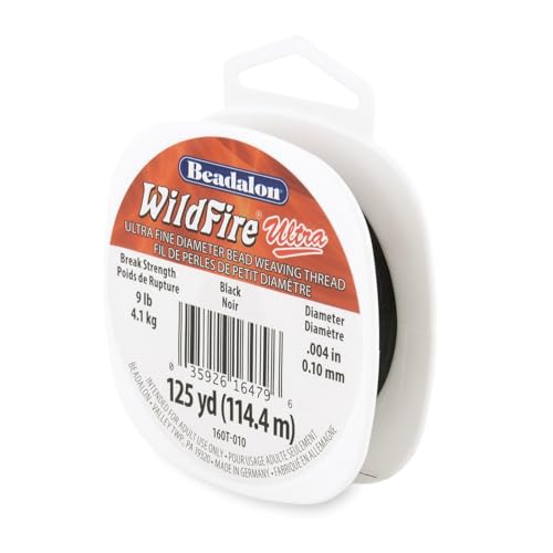 Beadalon WildFire Ultra, 0,10 mm, 8 Träger/Filament, Bruchfestigkeit 4,1 kg, Schwarz, 125 m von Beadalon