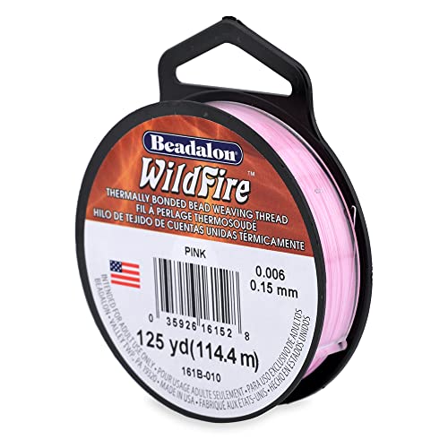 Beadalon Wildfire, 0,001 Zoll, 0,15 mm, Bruchfestigkeit 10 lb / 4,5 kg, Pink, 114 m von Beadalon