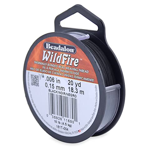 Beadalon Wildfire 0,000000 Zoll schwarz 20 Yd Thermisch verklebtes Perlenfaden, gebundener Faden, 0.01 inches, 18 von Beadalon