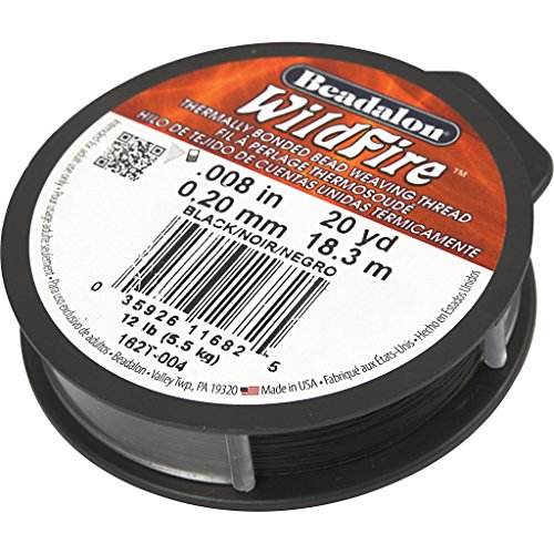 Beadalon Wildfire 0,000000 Zoll schwarz 20 Yd Thermisch verklebtes Perlenfaden, Polyester, 0.01 inches, 18 von Beadalon