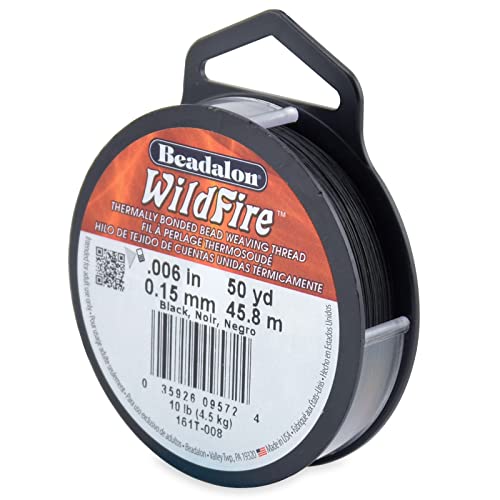 Beadalon Wildfire Perlenschnur, Thermisch gebunden, 0,15 mm, 45,7 m lang, Schwarz von Beadalon