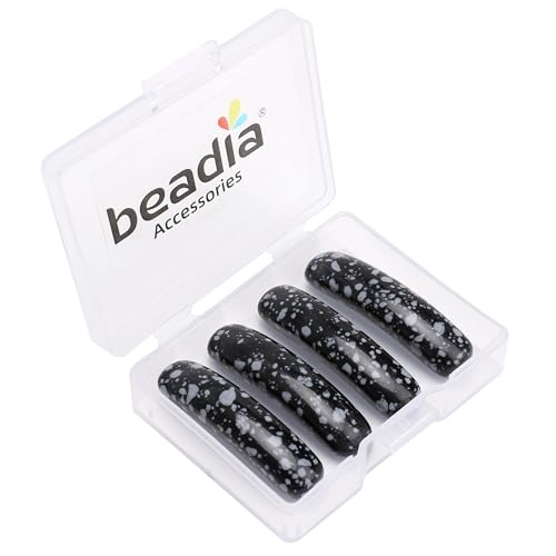 BEADIA Gebogene Schneeflocken-Obsidian-Steinperlen, 36 x 10 mm, 4 Stück, für DIY-Armbänder, Schmuckherstellung von Beadia