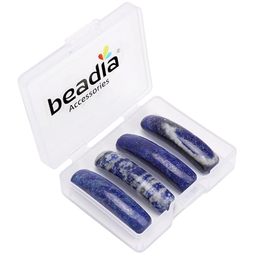 BEADIA Natürliche gebogene Lapislazuli-Steinperlen, 36 x 10 mm, 4 Stück, für DIY-Armbänder, Schmuckherstellung von Beadia