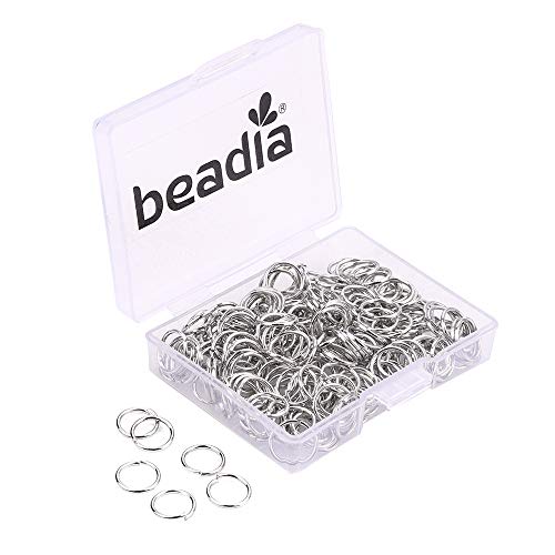 BEADIA Offene Binderinge, Platin, 0,8 x 8 mm, 300 Stück, für DIY-Schmuckherstellung von Beadia