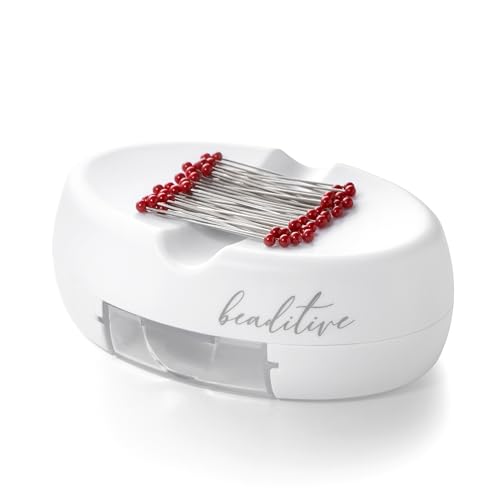 Beaditive Magnetisches Nadelkissen mit Schublade – Starker Magnet Pin Halter Kissen zum Nähen – 50 Glaskopf-Quiltnadeln im Lieferumfang enthalten – Schicker Nadelkissen-Caddy für Nähnadeln, von Beaditive