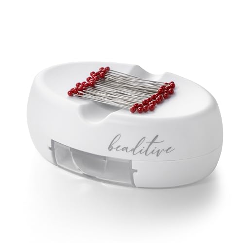 Beaditive Magnetisches Nadelkissen mit Schublade – Starker Magnet Pin Halter Kissen zum Nähen – 50 Glaskopf-Quiltnadeln im Lieferumfang enthalten – Schicker Nadelkissen-Caddy für Nähnadeln, von Beaditive