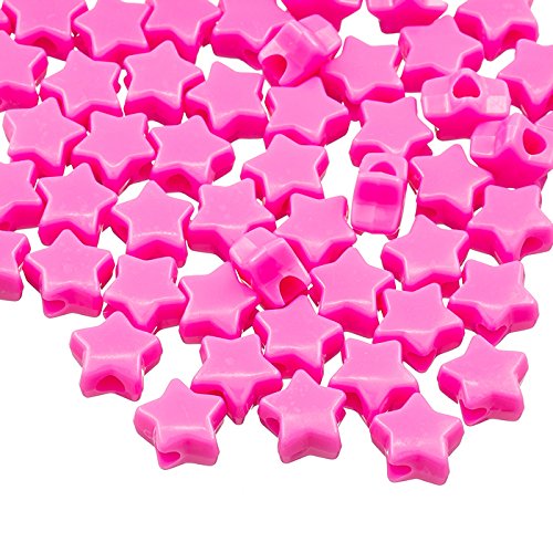 Blickdicht Pink Acryl Stern Spacer/Pony Perlen 12 mm (50 Stück) von BeadsJar