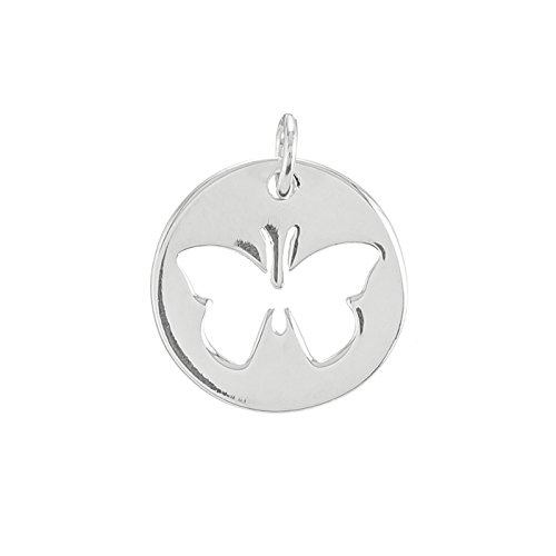 Sterling Silber Disc Anhänger Cut Out Schmetterling 20 mm PK1 von BeadsJar