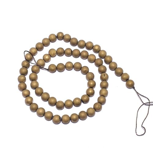 Beadwaala Perlen, 6 mm, goldbraune Drusen-Achat-Perlen, natürliche Achat-Drusen, runde Perlen, einfarbige Drusen-Perlen, Edelstein für Schmuck, 39,9 cm Strang von Beadwaala