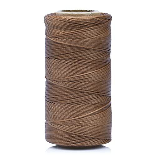 Bealuffe Wachs Faden Nähgarn 258 Meter 0.8mm Polyester Wachsfaden Nähen Ledergarn Gewachst (Mittel braun) von Bealuffe