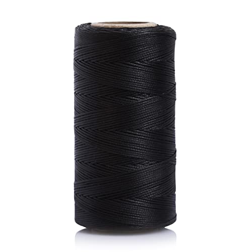 Bealuffe Wachs Faden Nähgarn 258Meter 0.8mm Polyester Wachsfaden Nähen Ledergarn Gewachst (Schwarz) von Bealuffe