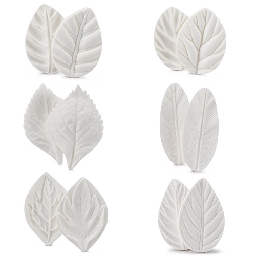 Beasea 6pcs Fondant Leaf Cutter Silicone Leaf Cutter Rose Leaf Mold for Fondant Leaf Veiner 3D Cake Decorations Styling Chocolate Sugar Cookie Cutter Set Silicone Mould Kit Cake von Beasea