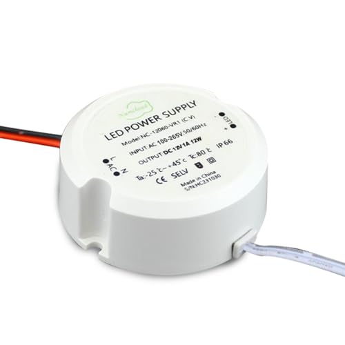 LED Trafo Rund 12V, LED Rund Netzteil Driver 12W 1A 12V DC, 12V Netzteil Klein Klemmen, Kleiner LED Trafo Wasserdicht IP66, Netzteil Trafo Driver für Unterputzdose Verteilerdose von Beatific