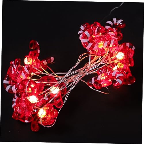 Beatifufu 1 Saite Süßigkeiten Das Weihnachtsbeleuchtung Feenlicht Weihnachtslichterketten Lichterkette Batteriebetrieben Weihnachtsbaumschmuck Weihnachtsdeokr Pvc Rot von Beatifufu