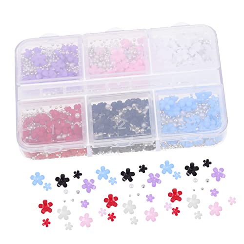 Beatifufu 1 Schachtel Nagelkunst mit fünf Blütenblättern Weihnachtsfarbene Nagelaufkleber Glitter-Nailart-Pailletten nail decoration nail charms nagel blumen charms Nail Art -Dekore Harz von Beatifufu