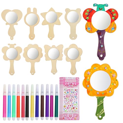 Beatifufu 1 Set Kleine Holzspiegel Für Kinder Bastelset Zum Malen Und Gestalten Handspiegel Für Kreative Handwerksprojekte Ideal Für Kindergeburtstage Und DIY Aktivitäten von Beatifufu