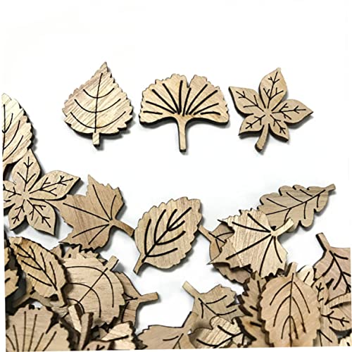 Beatifufu 100pcs Cartoon Blätter Holzplatte DIY Handcraft Malmaterial Antike Holzblätter Material Für Kunst von Beatifufu