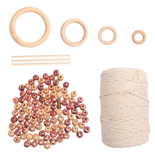 Beatifufu 137 Teiliges Set DIY Holzring Anhänger Dekoration Mit Baumwollschnur Und Perlen Für Kreative Bastelprojekte DIY Anhänger Für Und Erwachsene von Beatifufu