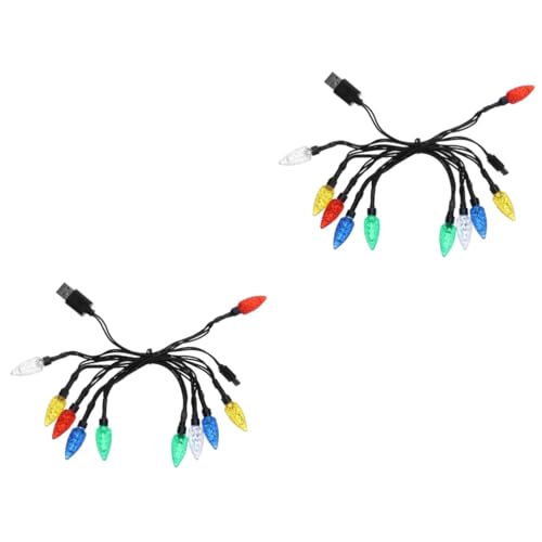 Beatifufu 2 Stück Lichterkette Ladekabel Weihnachtsbeleuchtung Dekoration Mini Ladegerät USB Weihnachtsbeleuchtung Handy Ladegerät Weihnachtsauto Dekoration Weihnachtsbeleuchtung von Beatifufu