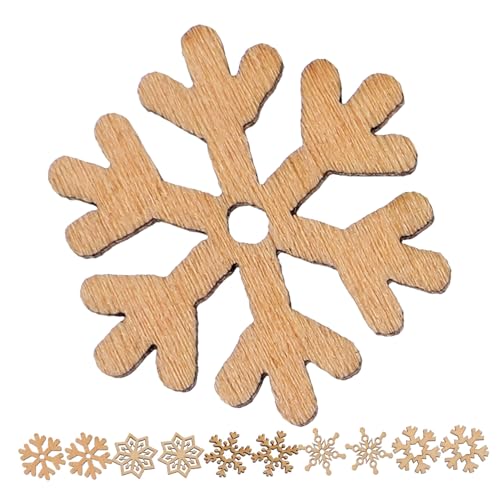 Beatifufu 200 Stück Holzscheiben Schneeflocken DIY Weihnachtsornamente Zur Dekoration Natürliche Holzverzierungen Für Weihnachtsbaum Bastelprojekte Und Festliche Anlässe Nachhaltig Und von Beatifufu