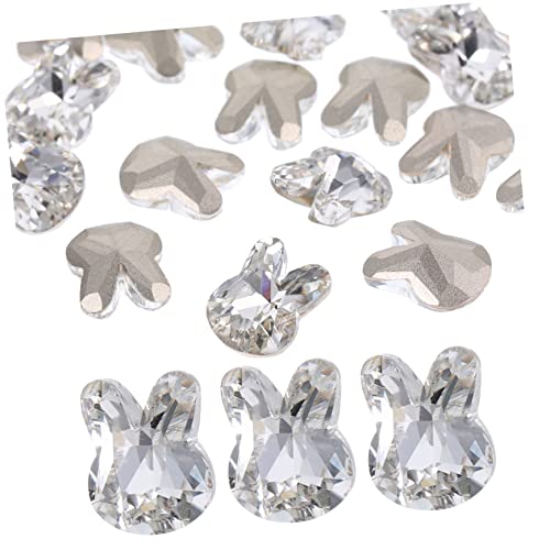 Beatifufu 20St Kaninchen-Nagelbohrer Nail Art Ohrstecker Charms Nagelschmuck Strass Nagelzubehör nagelsteine Strasssteine ​​für Nägel schmücken 3D-Nagelanhänger Nagelkunst-Anhänger Kristall von Beatifufu