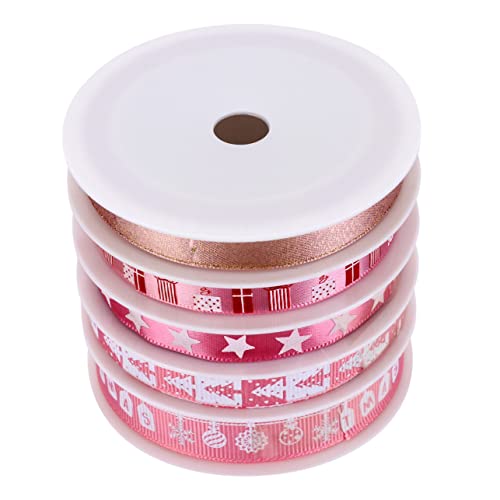 Beatifufu 5 Rollen Weihnachtsband Bedrucktes Dekoband Rosa Für Bastelarbeiten Und Festliche Verpackungen Ideal Für Weihnachten Und Dekorationen von Beatifufu