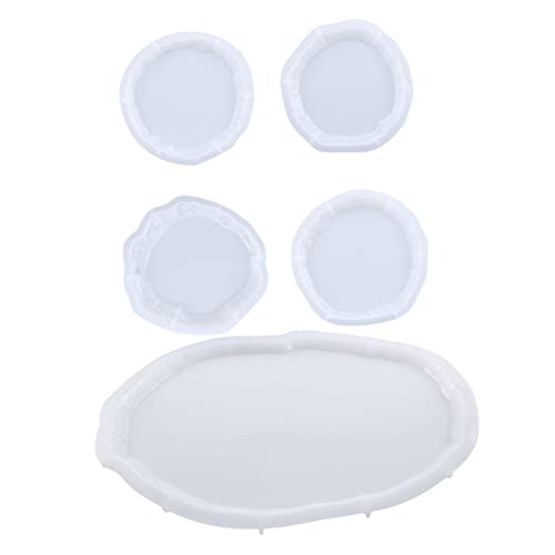 Beatifufu 5 Teiliges Set Silikonformen Für Untersetzer Unregelmäßige Silikonformen Für Epoxidharz Mit Tray Runde Und Ovale Untersetzerformen Für DIY Projekte von Beatifufu