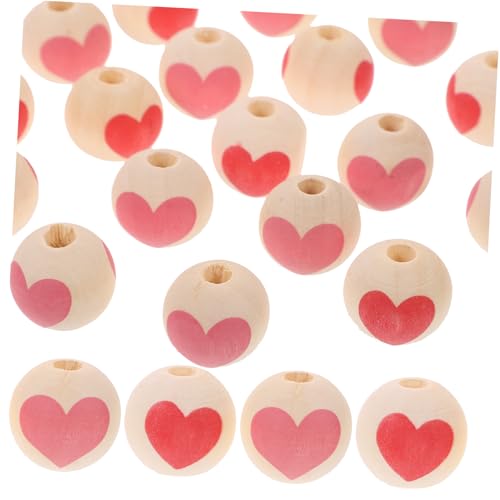 Beatifufu 50 Stück DIY Holzperlen Zubehör Herz Schmuck Basteln DIY Schmuckherstellung Liebe Herz Perlen DIY Perlen DIY Schmuckzubehör Herz Halskette Liebesperlen Hochzeit Lose von Beatifufu